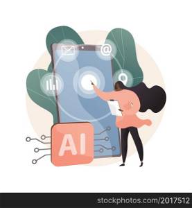 Intelligent interface abstract concept vector illustration. Interactive user interface, usability engineering, personalized experience design, artificial intelligence abstract metaphor.. Intelligent interface abstract concept vector illustration.