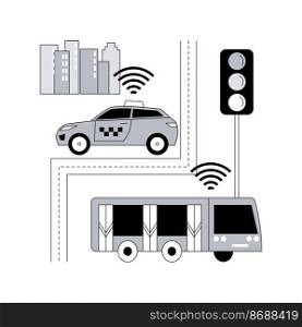 Intelligent transport system abstract concept vector illustration. Intelligent transportation system, autonomous smart driverless car, sensing system, traffic control, wireless abstract metaphor.. Intelligent transport system abstract concept vector illustration.