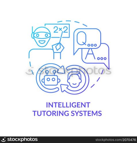 Intelligent tutoring system blue gradient concept icon. Education technology abstract idea thin line illustration. Isolated outline drawing. Editable stroke. Roboto-Medium, Myriad Pro-Bold fonts used. Intelligent tutoring system blue gradient concept icon