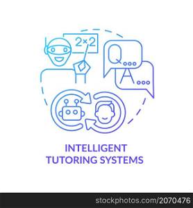 Intelligent tutoring system blue gradient concept icon. Education technology abstract idea thin line illustration. Isolated outline drawing. Editable stroke. Roboto-Medium, Myriad Pro-Bold fonts used. Intelligent tutoring system blue gradient concept icon