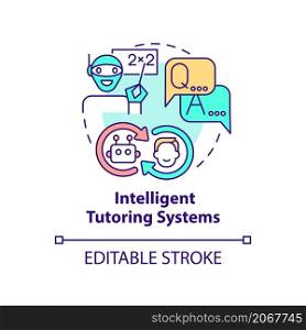 Intelligent tutoring system concept icon. Education technology abstract idea thin line illustration. Isolated outline drawing. Editable stroke. Roboto-Medium, Myriad Pro-Bold fonts used. Intelligent tutoring system concept icon