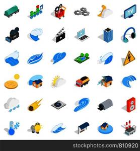 Intensity icons set. Isometric style of 36 intensity vector icons for web isolated on white background. Intensity icons set, isometric style