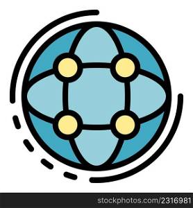 Interaction global network icon. Outline interaction global network vector icon color flat isolated. Interaction global network icon color outline vector