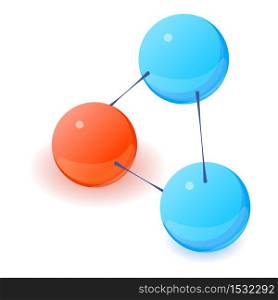 Interaction molecule icon. Isometric illustration of interaction molecule vector icon for web. Interaction molecule icon, isometric style
