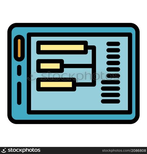 Interaction tablet icon. Outline interaction tablet vector icon color flat isolated. Interaction tablet icon color outline vector