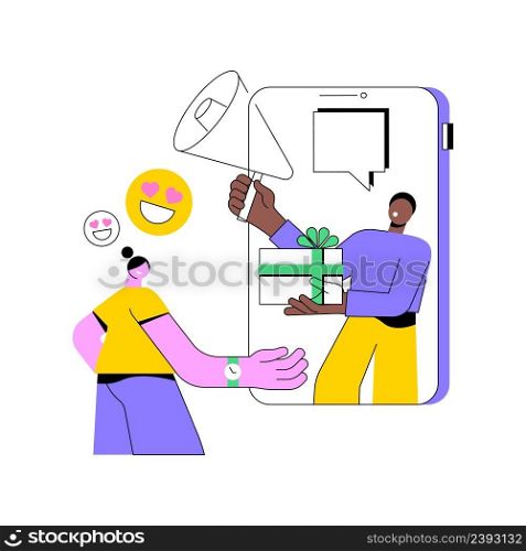 Interactive advertising abstract concept vector illustration. Customer engagement analytics, effective marketing service, interactive media communication, online product promotion abstract metaphor.. Interactive advertising abstract concept vector illustration.