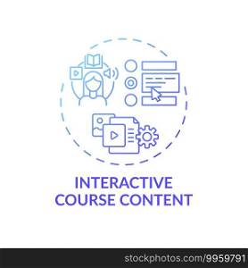 Interactive course content concept icon. Online teaching tips. Education that allows student to impact content idea thin line illustration. Vector isolated outline RGB color drawing. Interactive course content concept icon