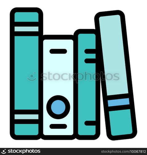 Interactive learning book stack icon. Outline interactive learning book stack vector icon for web design isolated on white background. Interactive learning book stack icon, outline style