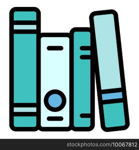 Interactive learning book stack icon. Outline interactive learning book stack vector icon for web design isolated on white background. Interactive learning book stack icon, outline style