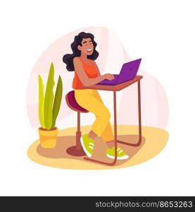 Interactive textbook isolated cartoon vector illustration. Interactive learning, digital textbook, student typing on computer, fill in form online, homeschool education material vector cartoon.. Interactive textbook isolated cartoon vector illustration.