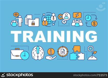 Interactive training word concepts banner. Business coaching and teaching. Presentation. Education. Business development. Isolated lettering typography with linear icons. Vector outline illustration. Interactive training word concepts banner