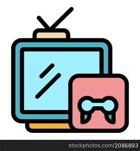 Interactive tv gaming icon. Outline interactive tv gaming vector icon color flat isolated. Interactive tv gaming icon color outline vector