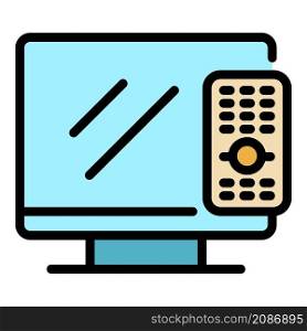 Interactive tv home icon. Outline interactive tv home vector icon color flat isolated. Interactive tv home icon color outline vector