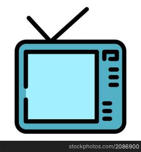 Interactive tv media icon. Outline interactive tv media vector icon color flat isolated. Interactive tv media icon color outline vector