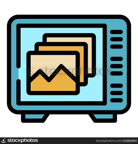 Interactive tv pictures icon. Outline interactive tv pictures vector icon color flat isolated. Interactive tv pictures icon color outline vector