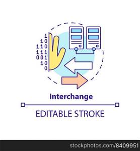 Interchange concept icon. Identity management capability abstract idea thin line illustration. Exchange information. Isolated outline drawing. Editable stroke. Arial, Myriad Pro-Bold fonts used. Interchange concept icon