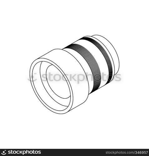 Interchangeable lens for camera icon in isometric 3d style on a white background. Interchangeable lens for camera icon