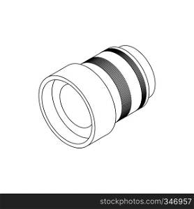 Interchangeable lens for camera icon in isometric 3d style on a white background. Interchangeable lens for camera icon