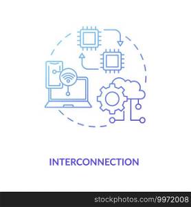 Interconnection concept icon. Industry 4.0 design idea thin line illustration. Exchanging digital information. Interconnect wireless technologies. Vector isolated outline RGB color drawing. Interconnection concept icon