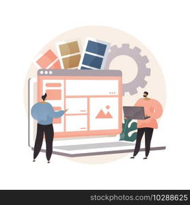 Interface design abstract concept vector illustration. User interface engineering, visual element, create website and application, responsive design, usability test, hierarchy abstract metaphor.. Interface design abstract concept vector illustration.