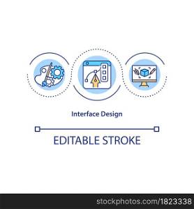 Interface design concept icon. Focusing on software style and look abstract idea thin line illustration. Achieving better user experience. Vector isolated outline color drawing. Editable stroke. Interface design concept icon