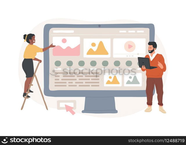 Interface design isolated concept vector illustration. User interface engineering, visual element, create website and application, responsive design, usability test, hierarchy vector concept.. Interface design isolated concept vector illustration.