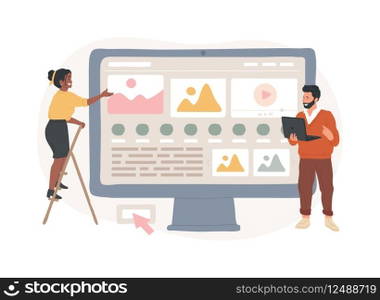 Interface design isolated concept vector illustration. User interface engineering, visual element, create website and application, responsive design, usability test, hierarchy vector concept.. Interface design isolated concept vector illustration.