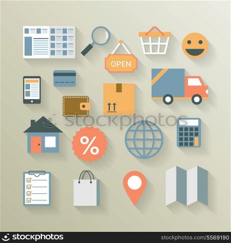 Interface elements for internet ecommerce website of shopping cart wallet and catalog vector illustration