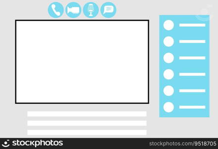 Interface for video call application. Window for screen from camera and symbol connection. Vector illustration. Interface for video call application