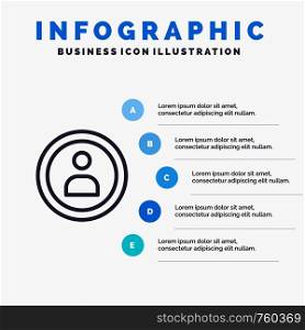 Interface, Navigation, User Line icon with 5 steps presentation infographics Background