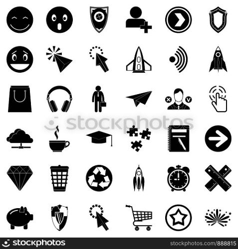 Interface of pictogram icons set. Simple style of 36 interface of pictogram vector icons for web isolated on white background. Interface of pictogram icons set, simple style