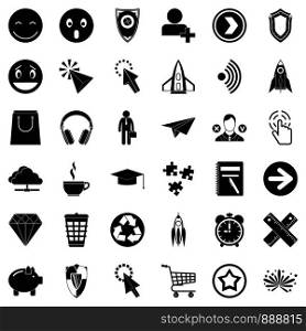 Interface of pictogram icons set. Simple style of 36 interface of pictogram vector icons for web isolated on white background. Interface of pictogram icons set, simple style