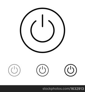 Interface, On, Power, Ui, User Bold and thin black line icon set