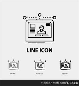 interface, website, user, layout, design Icon in Thin, Regular and Bold Line Style. Vector illustration. Vector EPS10 Abstract Template background