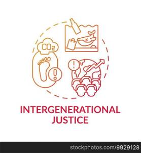Intergenerational justice concept icon. Climate change idea thin line illustration. Environmental secure. Vector isolated outline RGB color drawing. Global warming. Intergenerational justice concept icon