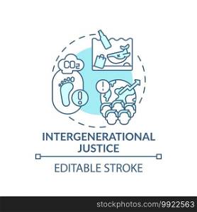 Intergenerational justice concept icon. Climate justice idea thin line illustration. Fossil-Free World. Vector isolated outline RGB color drawing. Global warming. Editable stroke. Intergenerational justice concept icon