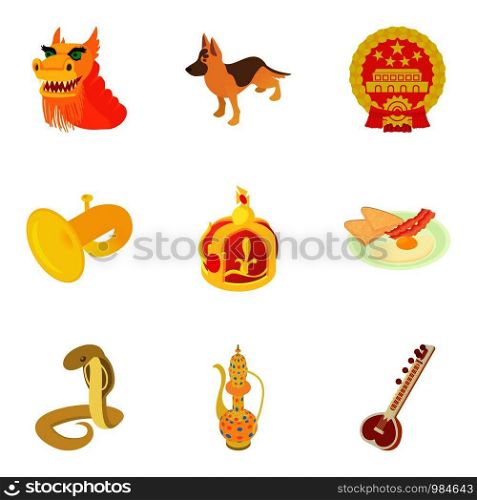 Intergovernmental icons set. Cartoon set of 9 intergovernmental vector icons for web isolated on white background. Intergovernmental icons set, cartoon style