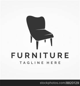 Interior chair furniture logo creative design with modern geometric lines.With elegant and minimalist shape.