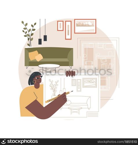 Interior design abstract concept vector illustration. House decoration service, architecture and building, modern classic apartment. Design studio portfolio, decor ideas and tips abstract metaphor.. Interior design abstract concept vector illustration.