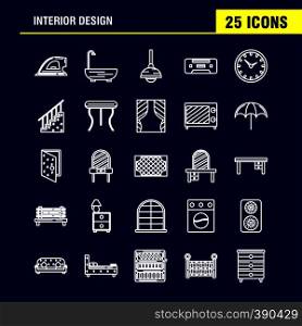 Interior Design Line Icons Set For Infographics, Mobile UX/UI Kit And Print Design. Include: Switch, Plug, Electronics, Electric, Table, Furniture, Home, Tables, Eps 10 - Vector