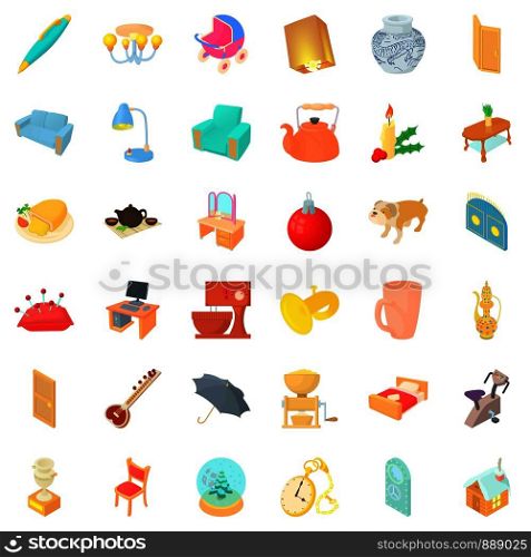 Interior icons set. Cartoon style of 36 interior vector icons for web isolated on white background. Interior icons set, cartoon style
