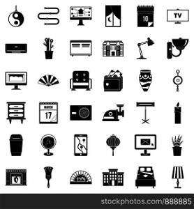 Interior icons set. Simple style of 36 interior vector icons for web isolated on white background. Interior icons set, simple style