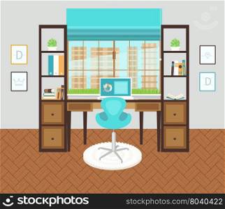 Interior office roomor working area.Vector illustration for design. Interior office area