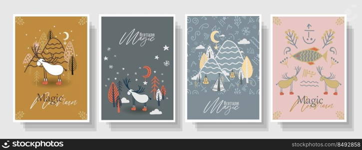 Interior posters for the children s room. Children s postcards magic. Deer posters.. Interior posters for the children s room. Children s postcards magic. Deer posters