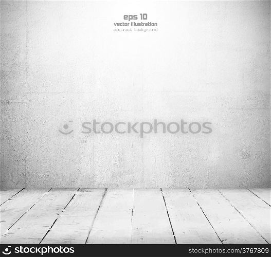 Interior, vintage background of stone wall and wooden floor. Eps 10 vector illustration