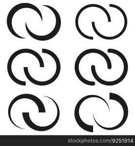 Interlace, interconnected, intersecting circles, rings abstract symbolic shape, icon. Vector illustration. EPS 10.. Interlace, interconnected, intersecting circles, rings abstract symbolic shape, icon. Vector illustration.