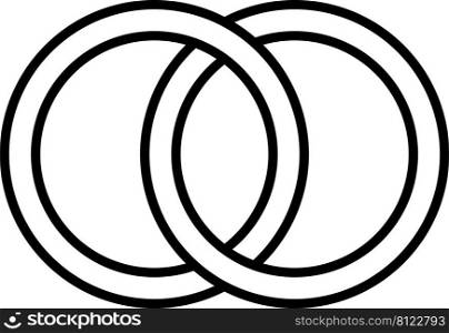 Interlocking circles icon sign outline rings. Circles, rings wedding