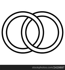 Interlocking circles icon sign, the outline of the rings. Circles, rings wedding concept icon symbol marriage