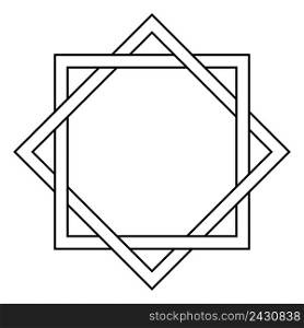 interlocking square and diamond tattoo, side of a square is infused with the sides of a rhombus, vector template tattoo