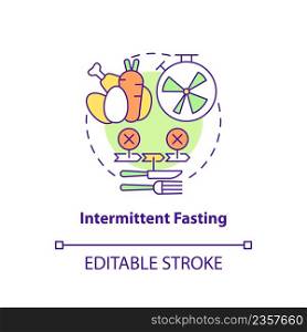 Intermittent fasting concept icon. Energy restriction. Trendy diets abstract idea thin line illustration. Isolated outline drawing. Editable stroke. Arial, Myriad Pro-Bold fonts used. Intermittent fasting concept icon